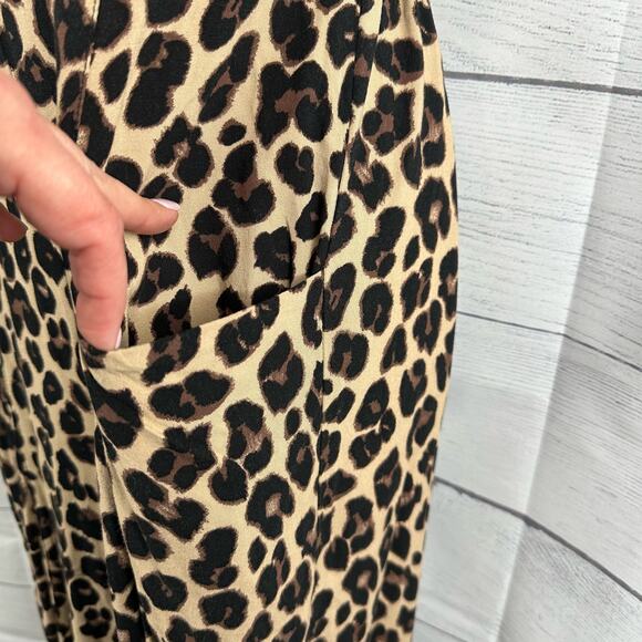 Band of Gypsies Womens size Small Leopard Wide Leg Split Hem Jumpsuit Mob Wife - Picture 9 of 12